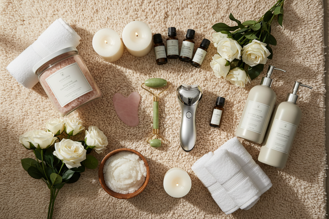 The Complete Home Spa Setup With Skin Care Tools, Women's Bath & Body, and Bathroom Bath Rugs
