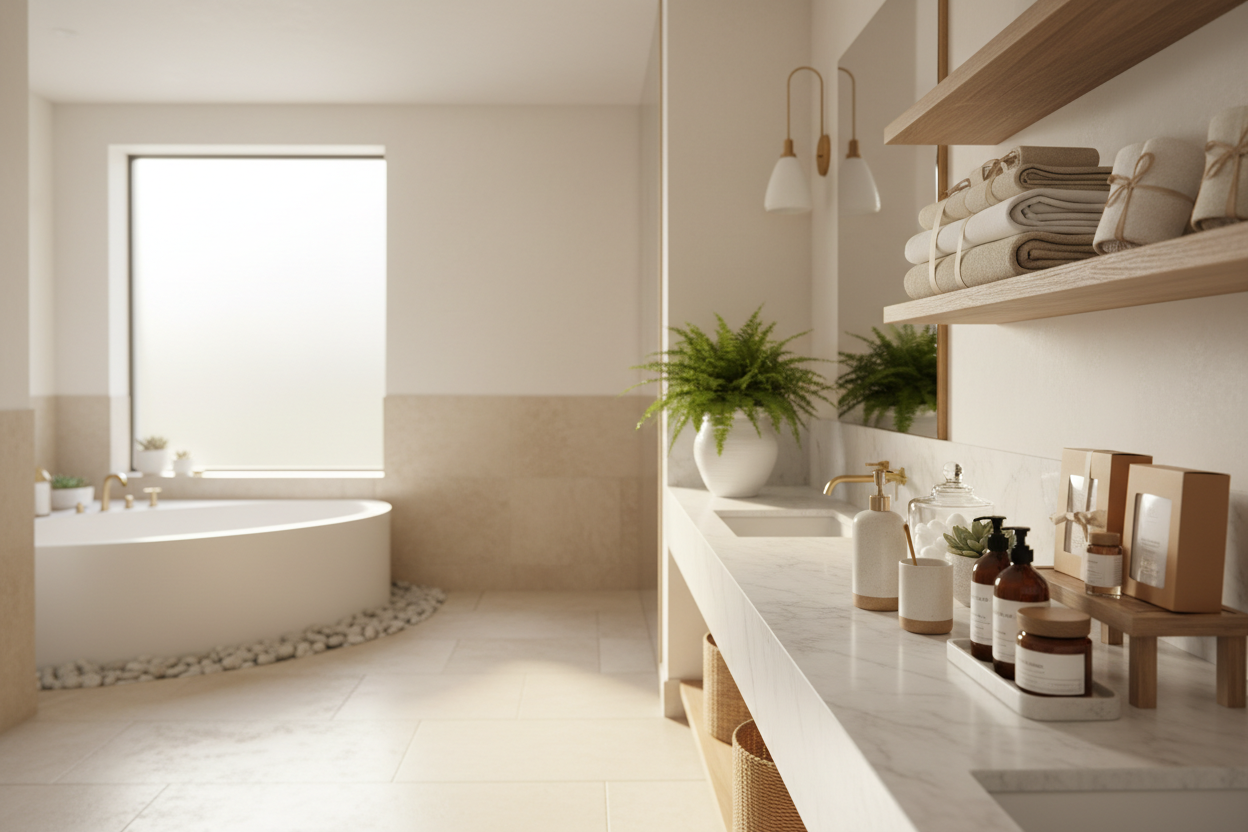 The Ultimate Bathroom Organization System Using Bath Sets & Kits, Bathroom Linen Sets, and Personal Care Products