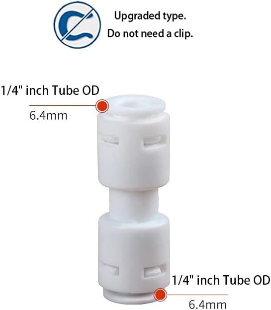 Push to Connect Fittings for Reverse Osmosis Water Filter 1/4" Equal Straight - Image 2