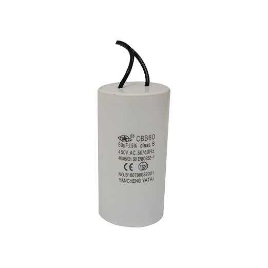 YATAI CBB60 Capacitor 60uF 450V AC, 2-Wire Motor Run Capacitor, 1.97 x 3.74 in by Yancheng+Yatai