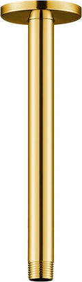OFFO Shower Arm with Flange, Bright Gold 10 in Ceiling Mount Replacement Rain Shower Head Straight Arm Ceiling-Mounted For Fixed Shower Head & High Pressure Rain