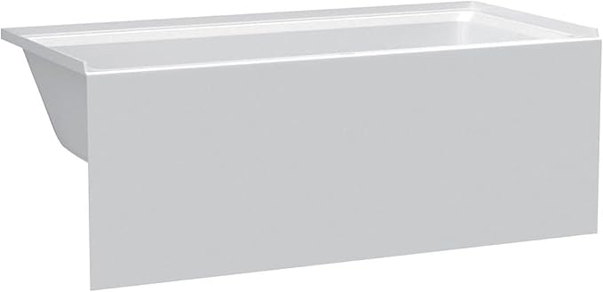 Fine Fixtures Acrylic, Fiberglass Alcove Soaking Bathtub with Integral Apron Front in Glossy White - Left Hand Drain, 66" x 32"