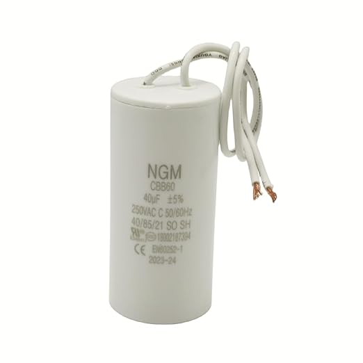 40UF MFD CBB60 Motor Run Capacitor 250VAC Volts Round Cylinder 2 Wires by Resilora