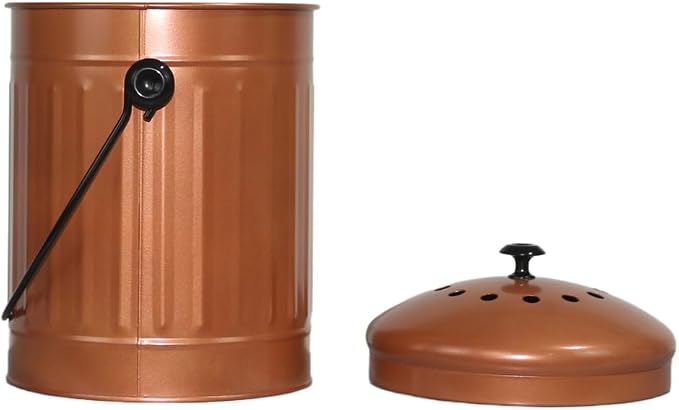 Markson Compost Bin with Airflow Lid and Charcoal Filter 1.5 Gallon Metal Copper - Image 3