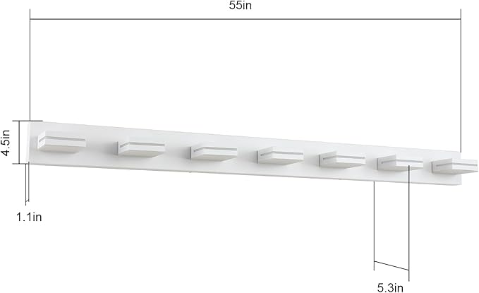 SineRise LED Modern Bathroom Vanity Light Fixtures (7-Light, 55-Inch, Dimmable), Matte White Modern Acrylic Bathroom Wall Lighting Fixtures Over Mirror (Cool White 6000K)