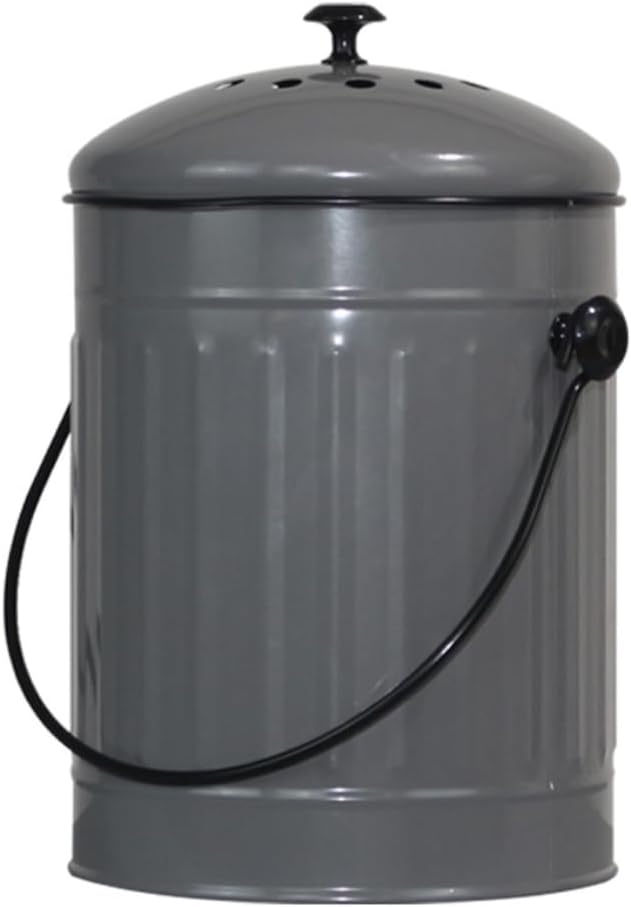 Markson Compost Bin with Airflow Lid and Charcoal Filter 1.5 Gallon Metal Gray by MARKSON