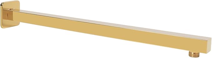 HarJue Shower Arm, Rain Shower Head Extension Extender, With Flange and Teflon Tape, Made of Thicken Stainless Steel for Bathroom Rainfall Shower (20 Inch, Chrome Gold）