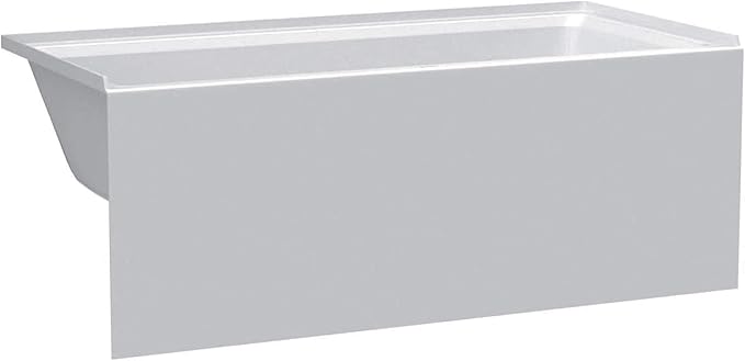 Fine Fixtures Acrylic, Fiberglass Alcove Soaking Bathtub with Integral Apron Front in Glossy White - Left Hand Drain, 66" x 36"