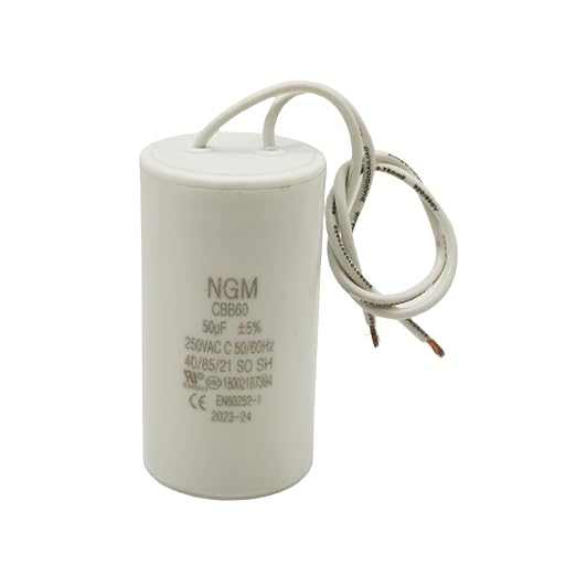 50UF MFD CBB60 Motor Run Capacitor 250VAC Volts Round Cylinder 2 Wires by Resilora