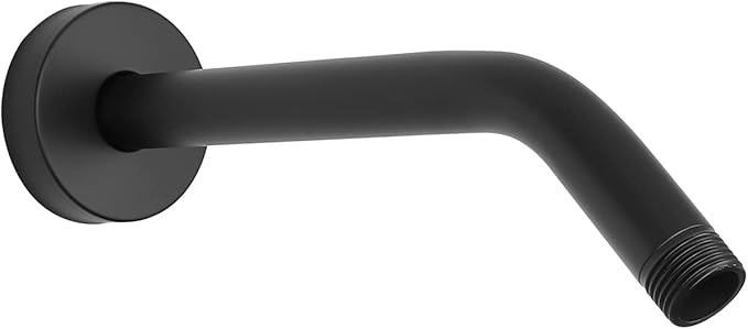 HarJue Shower Arm with Flange and Teflon Tape, Wall Mounted Shower Pipe 304 Stainless Steel Extension Arm for Fixed Shower Head & Handheld (8 Inch, Matte Black)