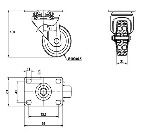 Finnhomy 4” Swivel Casters Wheels Set of 4 Plate Casters Heavy Duty Premium - Image 7