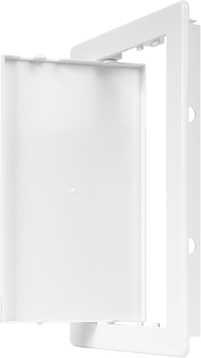 6" x 10" White Plastic Access Panel. Service Shaft Door Panel. Plumbing, Electricity, Heating, Alarm Wall Access Panel for Drywall. Bathroom Services Access Hole Cover. (6" x 10")