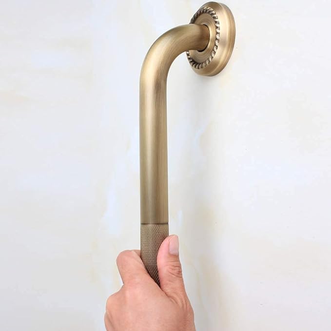 Heavey Duty Grab Bar, 12-Inch Sturdy Hand Rail, Stylish Bathroom Armrest, Antique Brass Finish, Good for Senior, Kids, Elderly