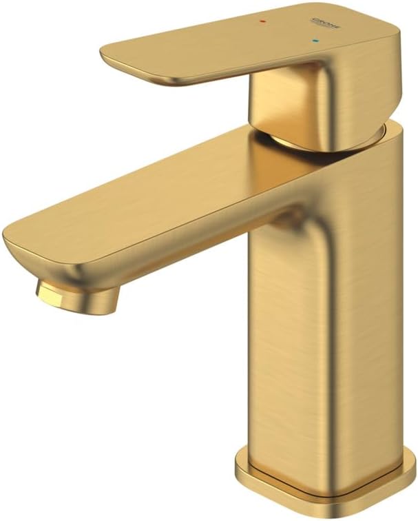 Grohe 101899GN00 Cubeo Single Hole Single Handle S-Size Bathroom Faucet, Less Drain, 1.2 GPM, Brushed Gold
