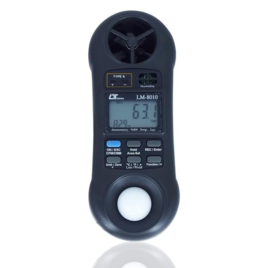 Air Velocity Meter with Temperature, Humidity & Lux Sensors - Image 2