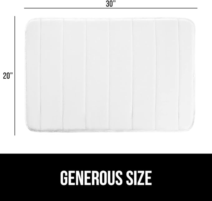 GORILLA GRIP Memory Foam Bath Mat, Soft Absorbent US Designed Bathroom Rug, Gripping Dots Machine Washable Bathmat, Cushioned Floor Mats, Shower Sink Rugs Room Décor Accessories, 30x20 White