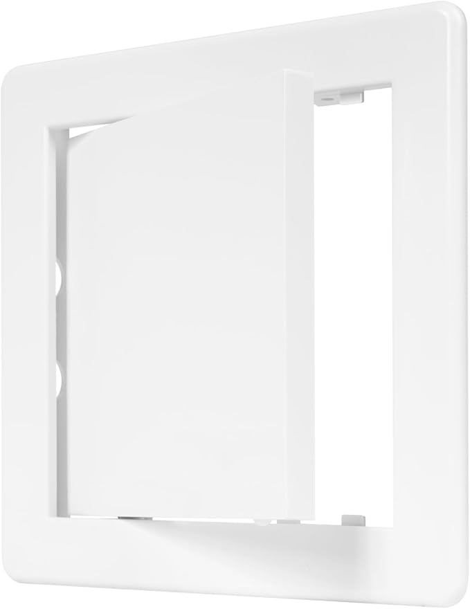 6" x 6" White Plastic Access Panel. Service Shaft Door Panel. Plumbing, Electricity, Heating, Alarm Wall Access Panel for Drywall. Bathroom Services Access Hole Cover. (6" x 6")