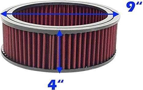 Round Washable Air Filter Cleaner Red Element Replacement Filter Flow Kit - Image 3