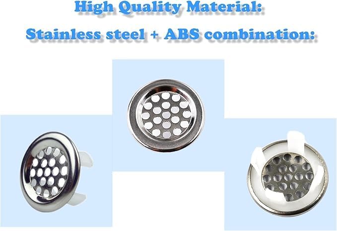 4 Pack Sink Overflow Trim-Ring Stainless Steel Bathroom Kitchen Basin Hole Insert, Honeycomb Round Cap (Silver)