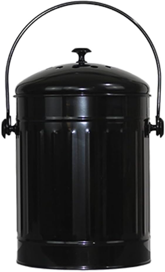 Markson Compost Bin with Airflow Lid and Charcoal Filter 1.5 Gallon Metal Black by MARKSON