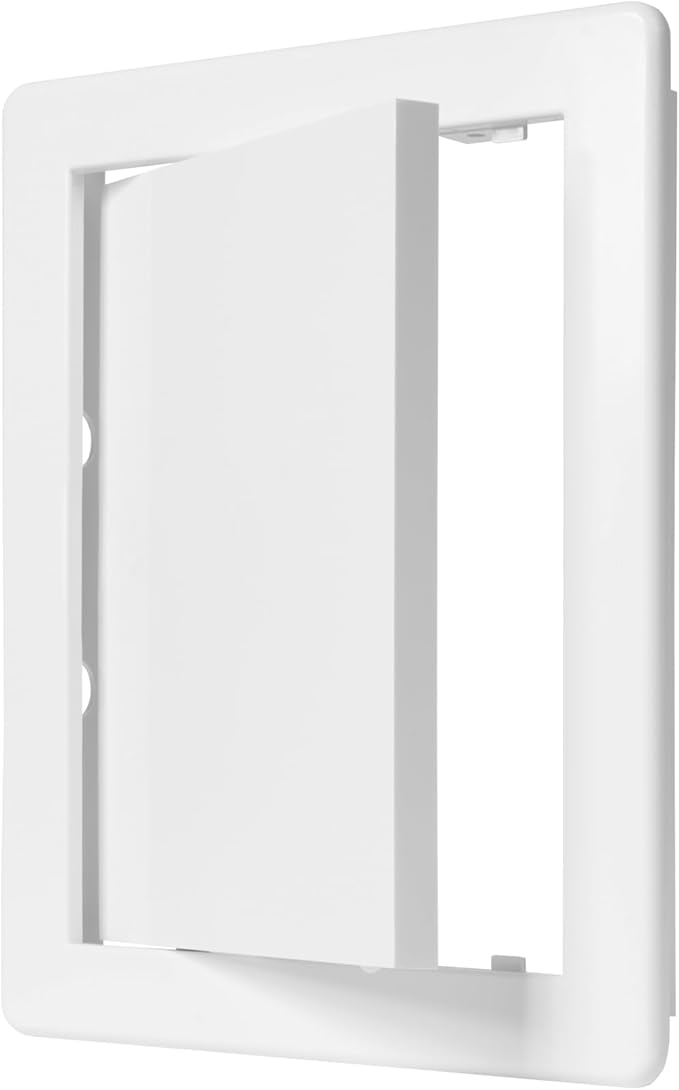 6" x 8" White Plastic Access Panel. Service Shaft Door Panel. Plumbing, Electricity, Heating, Alarm Wall Access Panel for Drywall. Bathroom Services Access Hole Cover. (6" x 8")