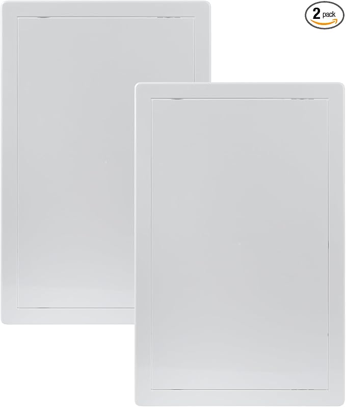 Vent Systems White ABS Plastic Access Panel 10 x 16 Inch (Opening) - Pack of 2 Access Door for Drywall, Wall, Ceiling - Electrical, Plumbing Service Inspection Door 11 x 16.5 Inch (Outer)