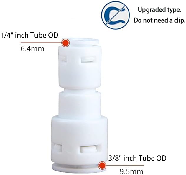 Reducing Straight RO Water Filter Union Connector, NSF Certified Plastic Push - Image 2
