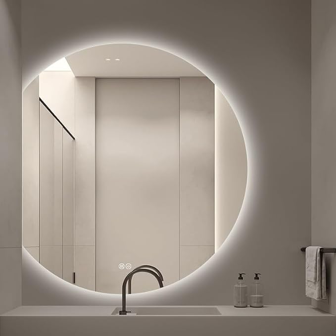 Bathroom Mirror, Dimmable LED Vanity Mirror Half Circle, Illuminated Mirror - Image 7