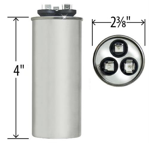 45+5 MFD 45/5 uf 370 or 440 Volt Dual Run Round Capacitor PW-45/5/R - Image 2