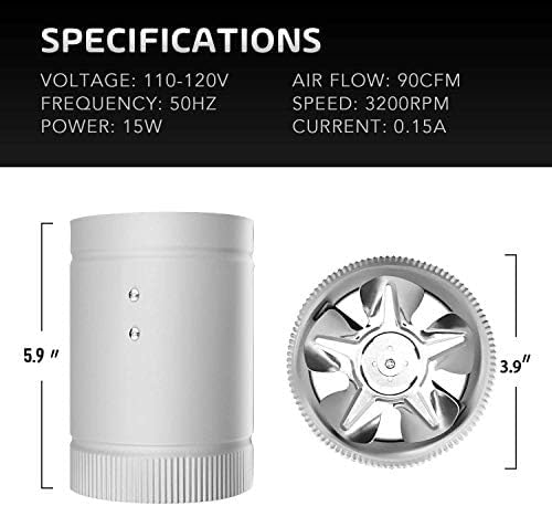 iPower Inline Booster Duct Fan 4" HVAC Exhaust Ventilation Blower - Image 3