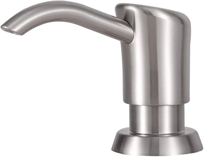 Soap Dispenser, Kitchen Sink Soap Dispenser Built in and Refill from The Top Design,Brushed Nickel ABS Head with 12 Ounce Bottle