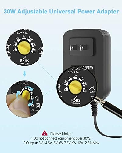 Aclorol Universal Power Adapter 30W 12V 9V 7.5V 6V 5V 4.5V 3V Adjustable - Image 3