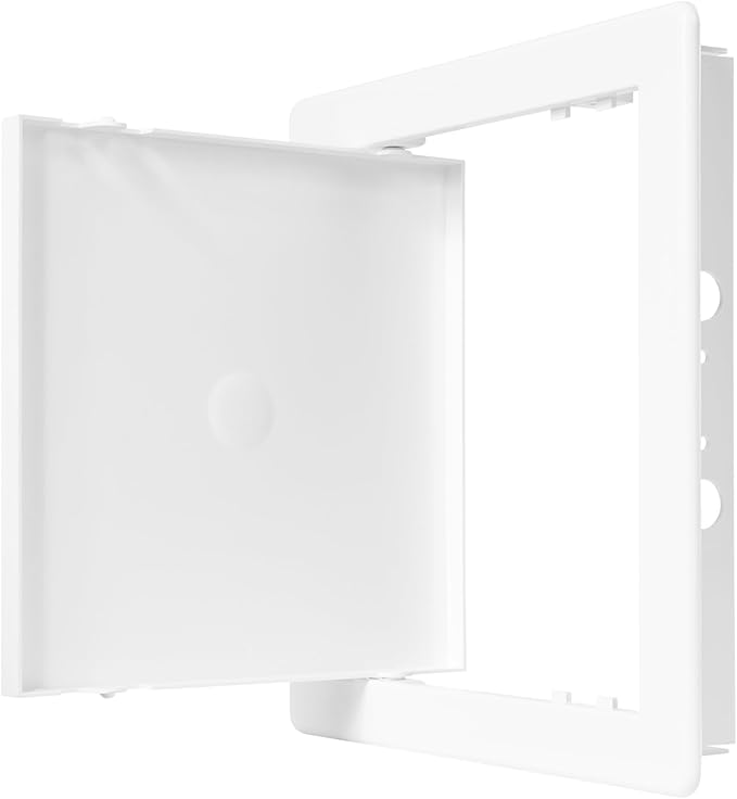 8" x 8" White Plastic Access Panel. Service Shaft Door Panel. Plumbing, Electricity, Heating, Alarm Wall Access Panel for Drywall. Bathroom Services Access Hole Cover. (8" x 8")