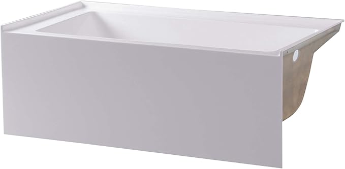 Fine Fixtures Acrylic, Fiberglass Alcove Soaking Bathtub with Integral Apron Front in Glossy White - Right Hand Drain, 60" x 36"