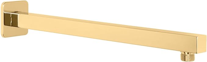 HarJue Shower Arm, Rain Shower Head Extension Extender, With Flange and Teflon Tape, Made of Thicken Stainless Steel for Bathroom Rainfall Shower (16 Inch, Chrome Gold)