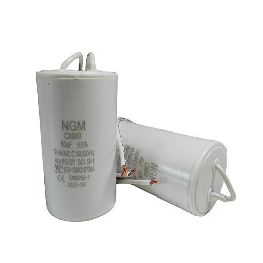 50UF MFD CBB60 Motor Run Capacitor 250VAC Volts Round Cylinder 2 Wires - Image 2