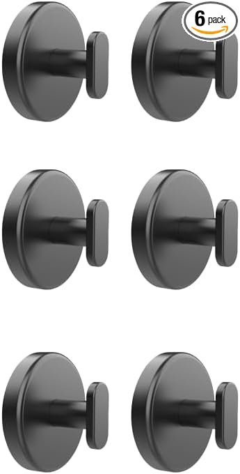 pickpiff Suction Cup Hooks for Shower: 15 LB Strong Wall Hanger for Bathroom, Front Door, Glass, Window, RV, Holder for Towel, Christmas Wreath, Coat, Loofah, Waterproof & Reusable, Black 6-Pack