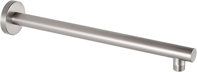 Voolan 15" Round Shower Arm with Flange and Teflon Tape, Extension Shower Head Arm for Bathroom Fixed Shower Head, Solid Stainless Steel, Wall Mounted (Brushed Nickel)