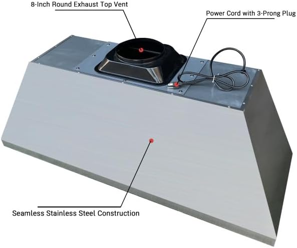 CT Copper Tailor Sloped Copper Vent Hood Wall Mount, 1260 CFM Exhaust Fan - Image 9