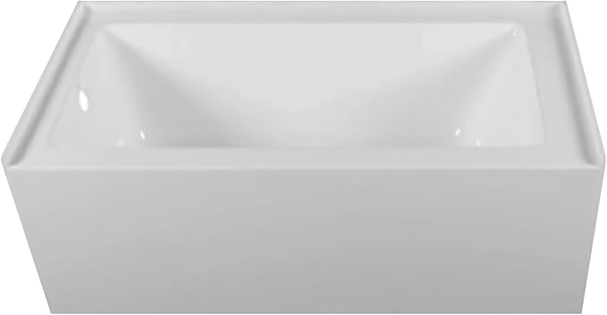 Fine Fixtures Acrylic, Fiberglass Alcove Soaking Bathtub with Integral Apron Front in Glossy White - Left Hand Drain, 72" x 32"