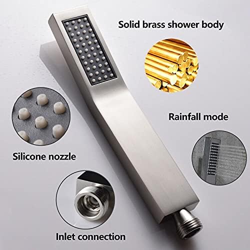 Brushed Nickel Solid Brass Shower Wand High Pressure Handheld Shower Head Detachable with 59inch Stainless Steel Shower Hose and Adjustable Bracket Set
