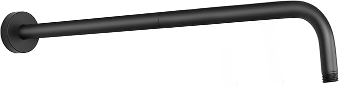 HarJue Shower Arm with Flange and Teflon Tape, Wall Mounted Shower Pipe 304 Stainless Steel Extension Arm for Fixed Shower Head & Handheld (20 Inch, Matte Black)