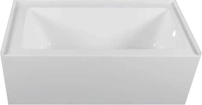 Fine Fixtures Acrylic, Fiberglass Alcove Soaking Bathtub with Integral Apron Front in Glossy White - Right Hand Drain, 66" x 36"