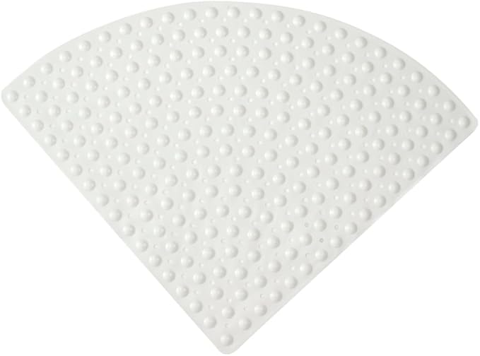 Mrcrypos Corner Shower Mats 31 x 31 Inches Bath Mat with Suction Cups and Drain Holes, Quick Dry Anti Slip Bathmat Machine Washable Shower Stall Mats for Bathroom, White