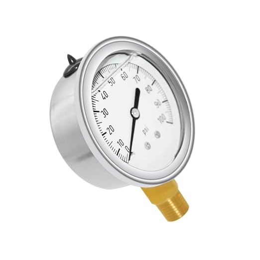 Joywayus Pressure Gauge 0-100 PSI Brass 1/4" NPT Male Thread Lower Mount - Image 4