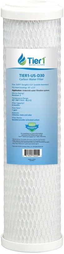 Tier1 0.5 Micron 10 x 2.5 Water Filter | Whole House Carbon Block Water Filter by Tier1