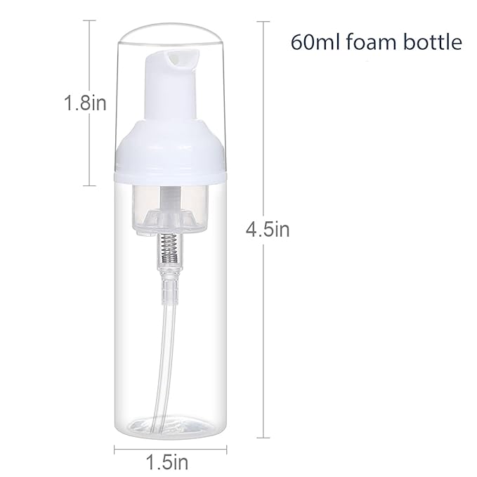 24 PCS Foam Pump Bottle Dispenser Refillable 2oz/60ml Empty Travel Size Foam Bottle for Lash Shampoo Hand Soap Shampoo Lash Cleanser Packaging Liquid Cleaning
