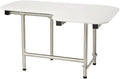 28" x 22.5" White Padded Wall Mount Folding Left-Handed Transfer Bench Shower Seat with Legs, ADA Compliant
