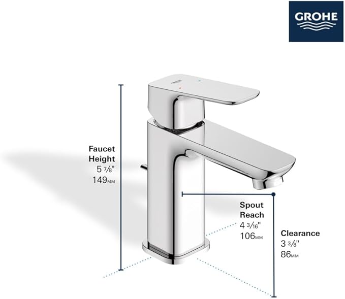 Grohe 1018982430 Cubeo Single Hole Single Handle S-Size Bathroom Faucet, 1.2 GPM, Matte Black