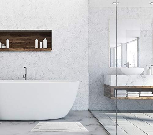 White Classic Luxury Bath Mat Floor Towel Set - Absorbent Cotton Hotel Spa Shower/Bathtub Mats [Not a Bathroom Rug] 22"x34" | 2 Pack | Gray/White